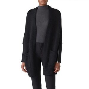 K/F Kaufmanfranco onyx black open front knit cardigan